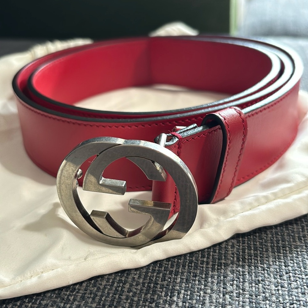 Gucci authentic men red leather belt